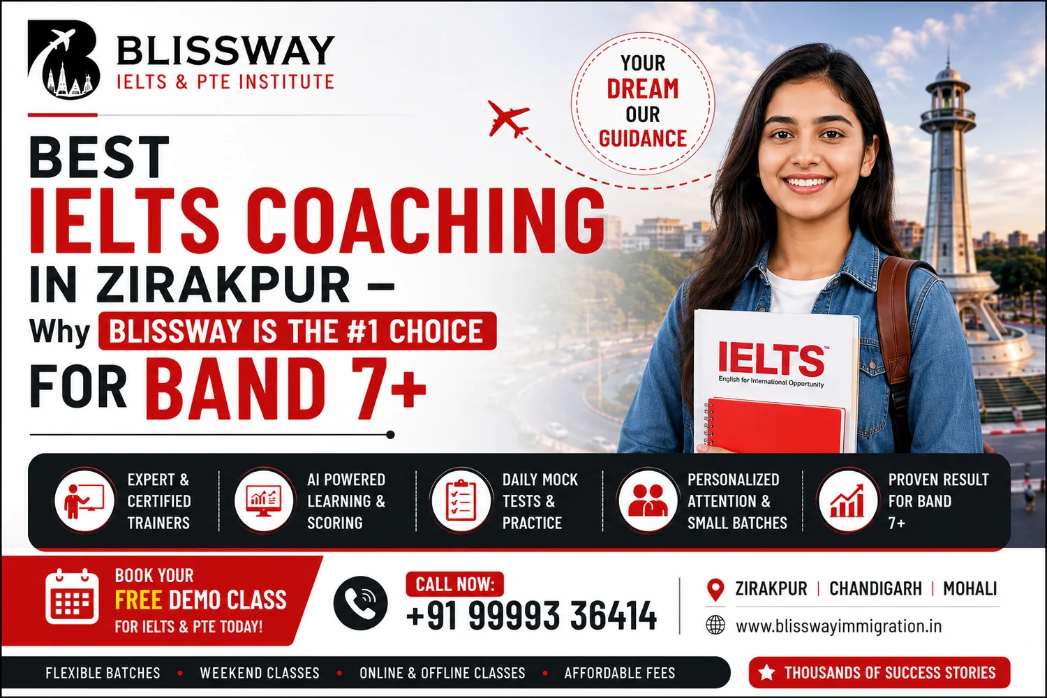 Best IELTS coaching in Zirakpur at Blissway IELTS Institute for Band 7 plus success