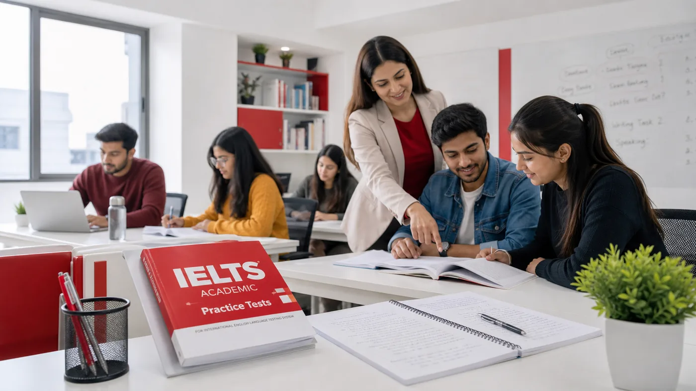 IELTS coaching classroom in Zirakpur with trainer guidance at Blissway Immigration